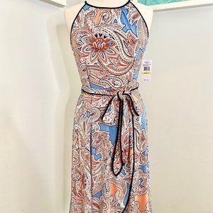 Paisley printed Jersey Dress with tie